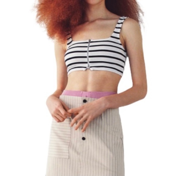 🌸New🌸 Zara Sleeveless Crop Top Sz M & L striped - Picture 1 of 8